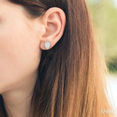 1/3 ctw Pear Shape Lovebright Round Cut Diamond Bezel Stud Earring in 14K White Gold